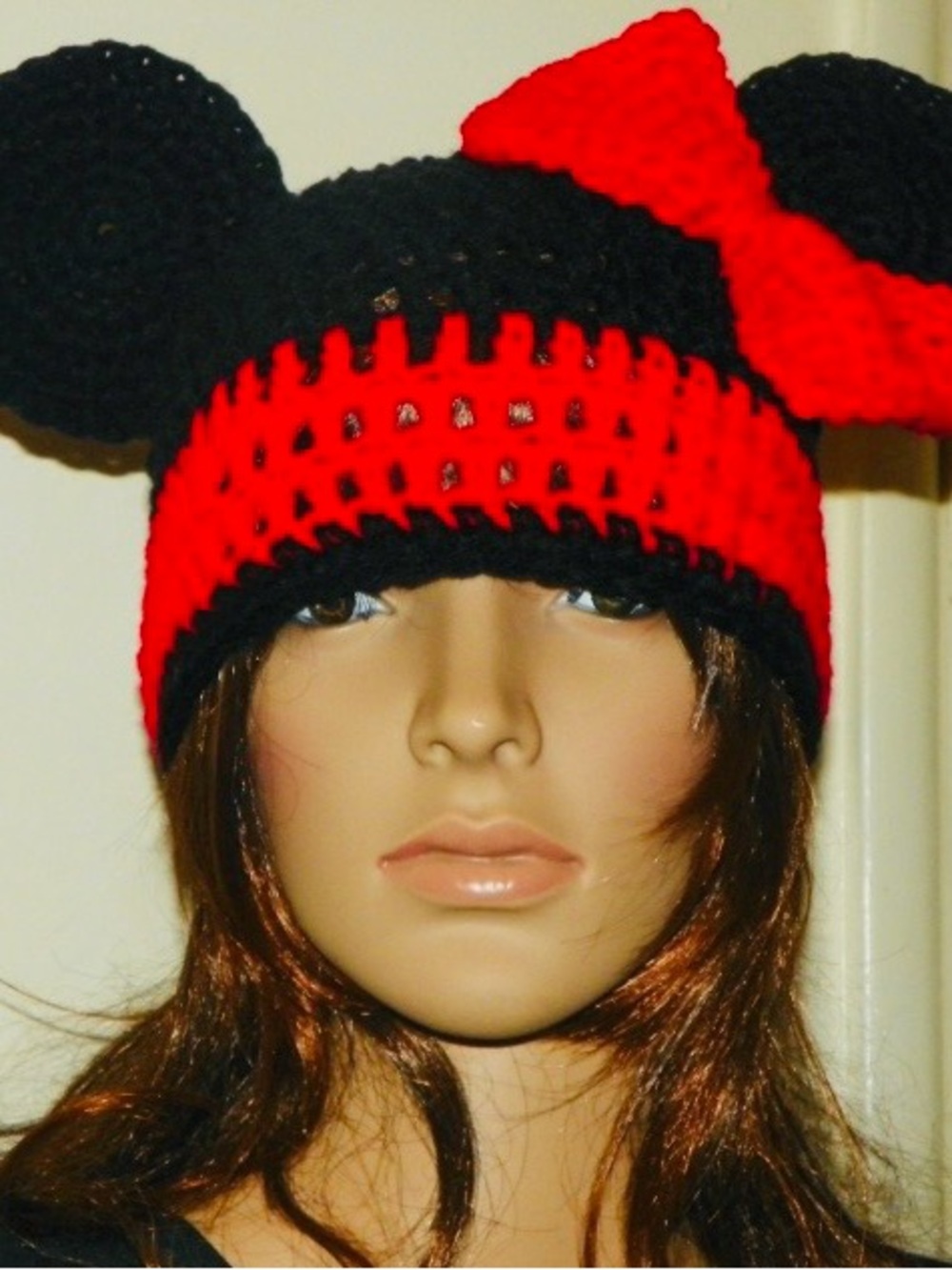 Mickey Mouse Hat Ears Guaranteed to Stay Up Size Teen-Adult Hand Crochet